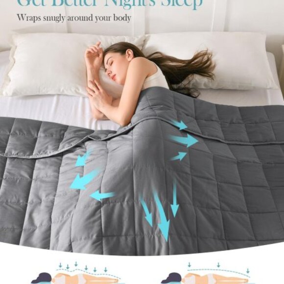 Cooling Weighted Blanket 10 LB Multi Sizes - Dark Grey - Picture 6 of 8